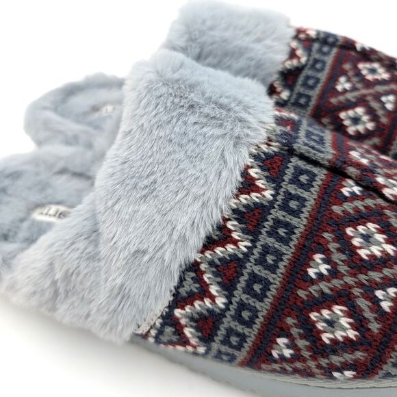 Born Fair Isle Faux Fur Scuff Slippers Slip On Women's Blue Size US7-8 EU39 - Picture 10 of 10